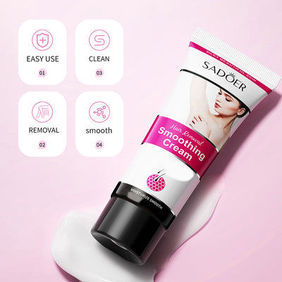 Gentle & Soothing Sensitive Depilatory Cream - Skin Friendly, Painless, Flawless Hair Remover For Women, Moisturizing Face And Body Smoothing
